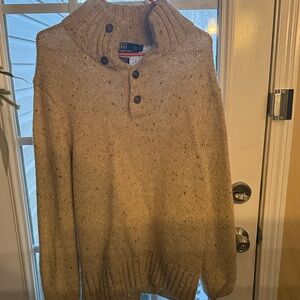 Ralph Lauren Men's Speckled Beige Turtleneck Sweater